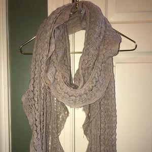 Frenchi Brown Crochet Fringe Soft Scarf